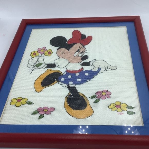 Framed 11” x 13” Cross Stitch of Minnie Mouse - Picture 3 of 10